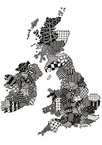 Reino Unido, 2015 (tinta sobre cartón bristol) de Georgina Naisbitt