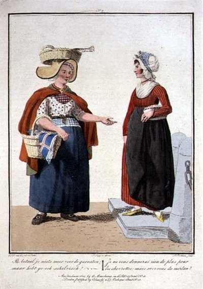 Vendedores de pescado, grabado por L. Portman de Georgius Jacobus Johannes van (after) Os