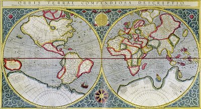 Mapa del mundo de Mercator (1587) - en "El universo y la humanidad" de H. Kraemer de Gerard (after) Mercator