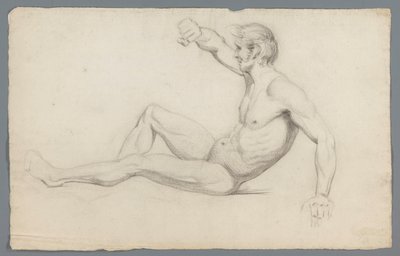 Desnudo masculino sentado, con el brazo levantado de Gerard Allebé
