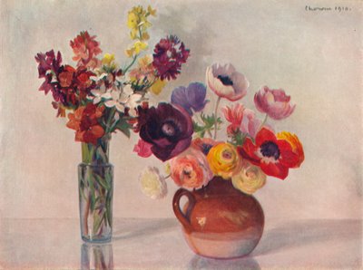 Anémonas y alhelíes, c1909 de Gerard Chowne