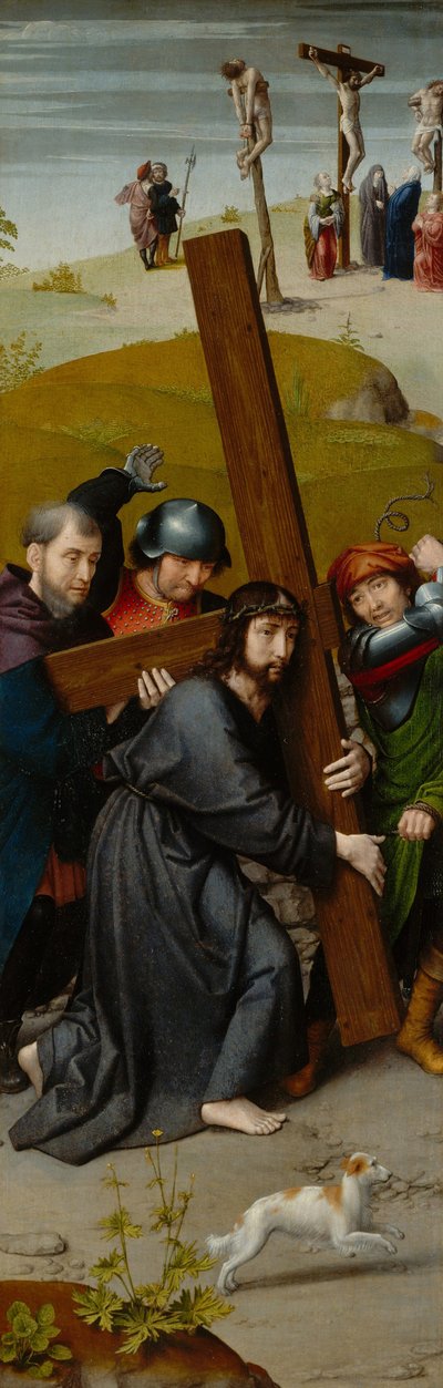 Cristo cargando la cruz, con la crucifixión, c.1510 (óleo sobre tabla de roble) de Gerard David