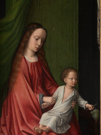 Detalle de una tabla exterior del Bautismo de Cristo, c.1502-08 (óleo sobre tabla) de Gerard David