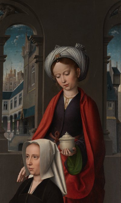 Detalle de una tabla exterior del Bautismo de Cristo, c.1502-08 (óleo sobre tabla) de Gerard David