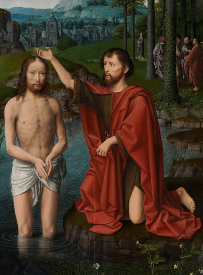 Detalle de la tabla central del Bautismo de Cristo, c.1502-08 (óleo sobre tabla) de Gerard David
