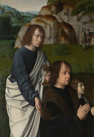 Detalle de la tabla izquierda del Bautismo de Cristo, c.1502-08 (óleo sobre tabla) de Gerard David