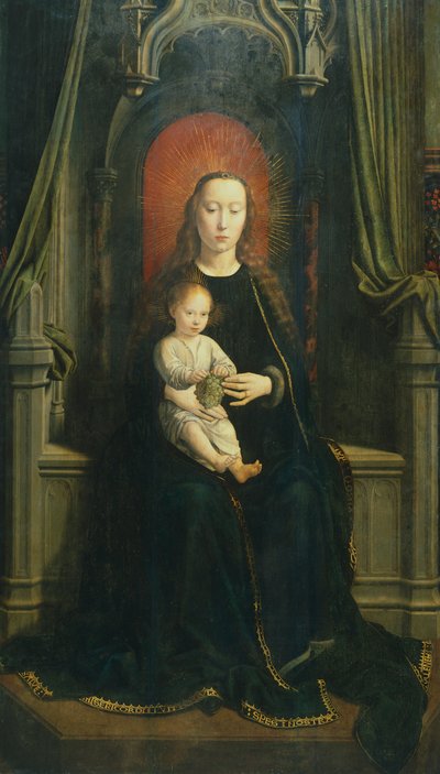 Madonna entronizada con el Niño o Madonna de las Uvas, panel central del Retablo de Cervara de Gerard David