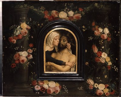 ""La deploration sur le christ mort"" (La lamentación sobre Cristo muerto) Pintura de Gerard David (circa 1460-1523) Dim. 36x44,5 cm Museo del Hermitage, San Petersburgo de Gerard David