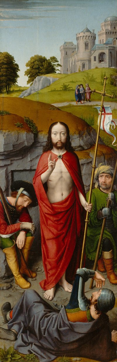 La Resurrección, con los Peregrinos de Emaús, c.1510 de Gerard David