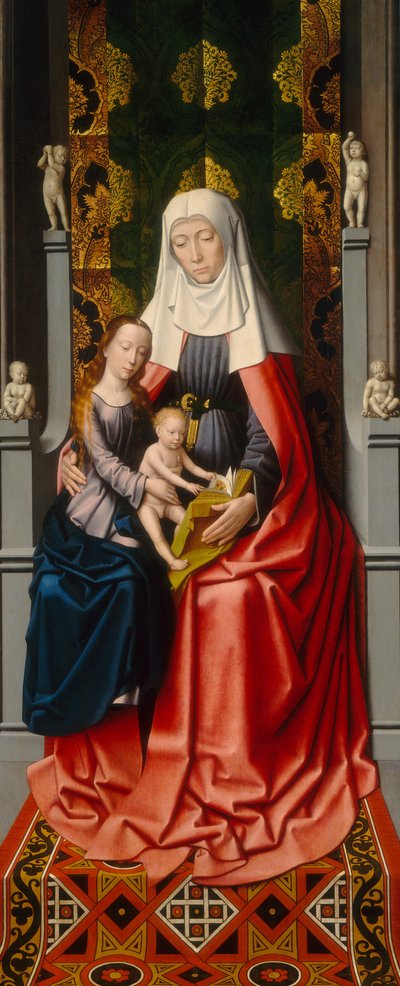El retablo de Santa Ana: Santa Ana con la Virgen y el Niño [panel central] de Gerard David