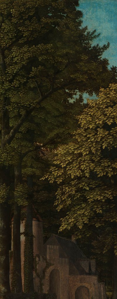 Vista en un bosque, ala exterior izquierda de un tríptico de Gerard David