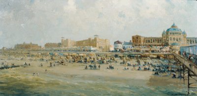 Un día de verano en la playa de Scheveningen junto a la Kurhaus (óleo sobre lienzo) de Gerard Delfgaauw