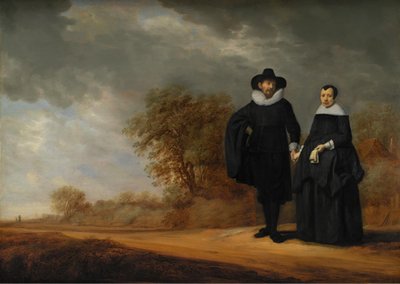 El burgomaestre Cornelis Damasz. van der Gracht y su esposa, Jopken Jacobs, en un paisaje de Gerard Donck