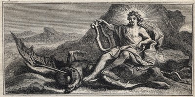 Apolo matando a la Hidra - grabado por Gerard Edelinck por Daniel Halle (1614-1675) de Gérard Edelinck