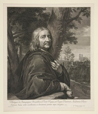 Philippe de Champaigne de pie en un paisaje de Gérard Edelinck