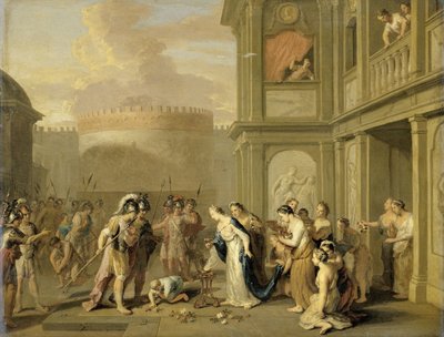 La reina Cleofis ofreciendo vino a Alejandro Magno tras su conquista de Mazaka de Gerard Hoet (I)