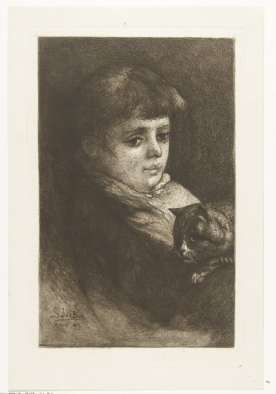 Retrato de Eleonora Bos con gato de Gerard Jan Bos