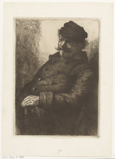 Hombre sentado con gorra Cochero tranvía de Amberes de Gerard Jan Bos