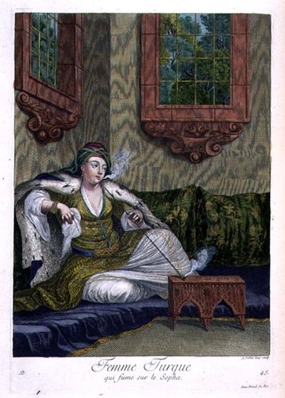 Mujer turca, fumando en el sofá de Gerard Jean Baptiste Scotin