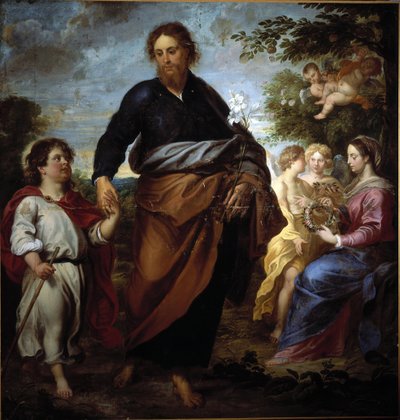 San José y Jesús, en el fondo la virgen de Gerard Seghers