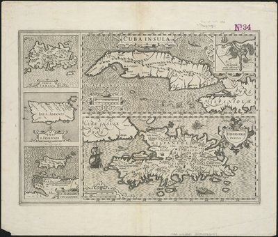 Cuba Insula ; Hispaniola Insula, grabado por Hendrik Hondius, 1633 de Gerard after Mercator