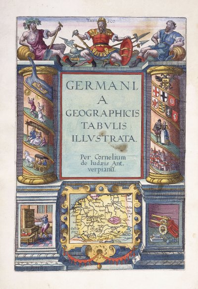 Página de título de la parte 2, "Germania geographicus tabulis illustrata", 1593 de Gerard de Jode