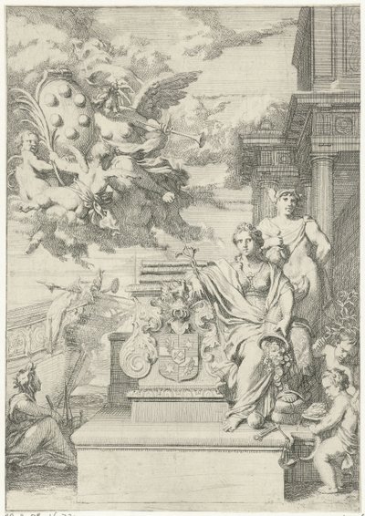 Alegoría del comercio y el escudo de armas de la familia de De Medici de Gerard de Lairesse
