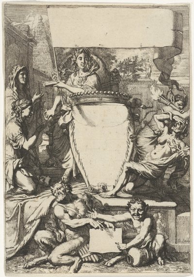 Cartucho rodeado de figuras alegóricas de Gerard de Lairesse