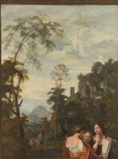Paisaje italiano con tres mujeres haciendo música
Decoración de una habitación en la casa de Jacob de Flines en Ámsterdam (título de la serie) de Gerard de Lairesse