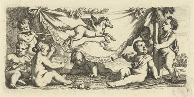 Putti haciendo música con Pegasus de Gerard de Lairesse