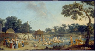 Vista de las Casas de Baños Serebryanicheskaya en Moscú, Óleo sobre lienzo de Gerard de la Barthe - Museo Estatal Ruso, San Petersburgo de Gerard de la Barthe