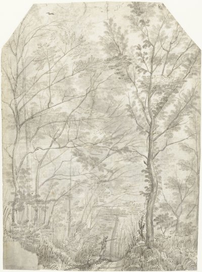 Bosque de Villa Madama en las afueras de Roma, con un cazador de Gerard ter Borch (I)