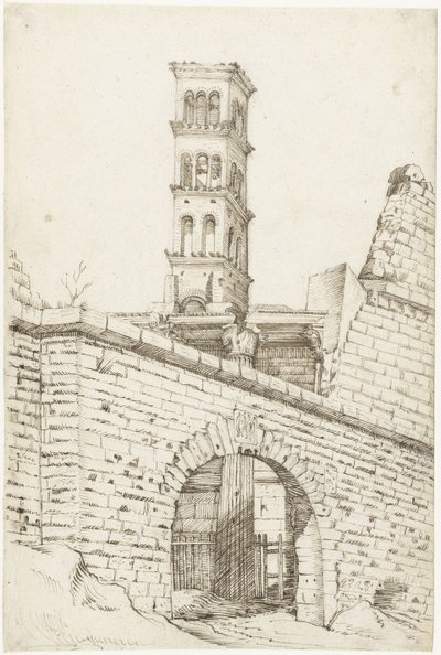 Templo de Marte Ultor y el Arco Pantani en el Foro de Augusto y la Torre de San Basilio de Gerard ter Borch (I)
