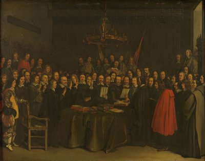 Ratificación de la Paz de Münster entre España y la República Holandesa en el Ayuntamiento de Münster, 15 de mayo de 1648 de Gerard ter Borch (II) (copy after)