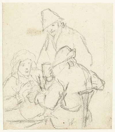 Tres granjeros bebiendo alrededor de una mesa de Gerard ter Borch (II) (possibly)