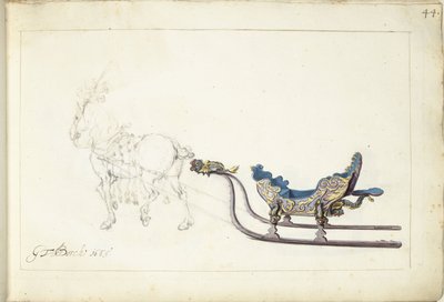 caballo y trineo de Gerard ter Borch (II) (signed by artist)