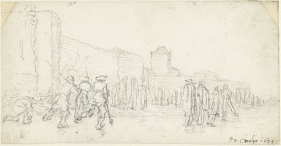Entretenimiento sobre hielo en Zijlpoort en Haarlem de Gerard ter Borch (II)
