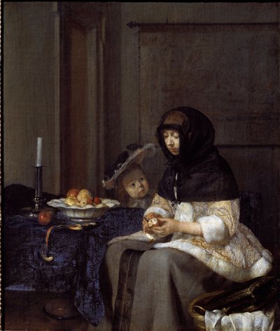 Una madre pelando una manzana de Gerard ter Borch