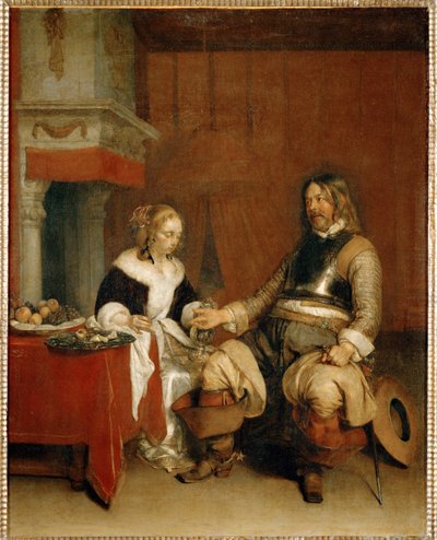 Le galant militaire - El gallardo oficial ... de Gerard ter Borch or Terborch