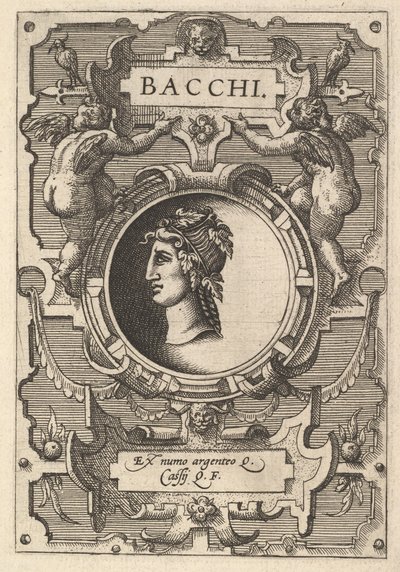Busto de Baco rodeado de ornamentación, de la serie 