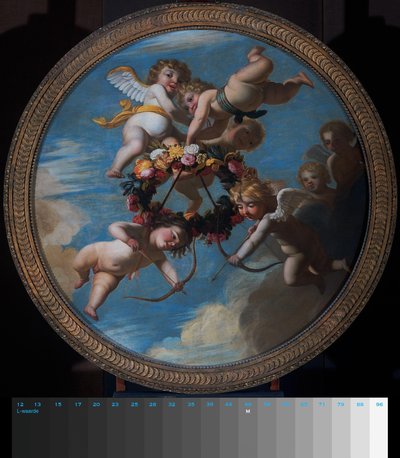 Putti con una corona de flores de Gerard van Honthorst (workshop of)