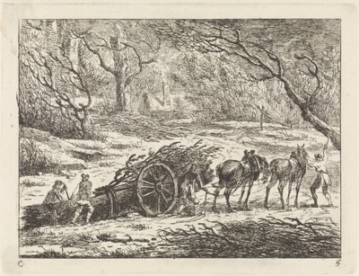 Paisaje con carro tirado por dos caballos Paisajes (serie C) (título de la serie) de Gerard van Nijmegen