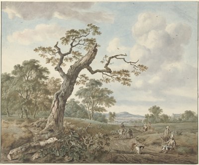 Paisaje con una partida de caza en un camino rural de Gerard van Nijmegen
