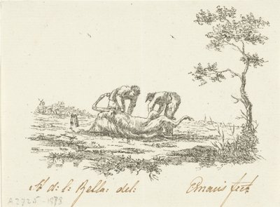 Dos desolladores de caballos los desolladores de Gerardus Emaus de Micault (signed by artist)