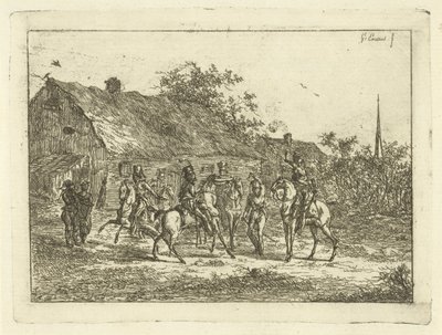 Caballería en un pueblo La bebida de despedida de Gerardus Emaus de Micault