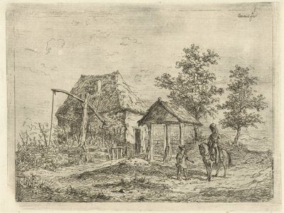 Soldado de caballería en la granja El artillero a caballo y el granjero de Gerardus Emaus de Micault