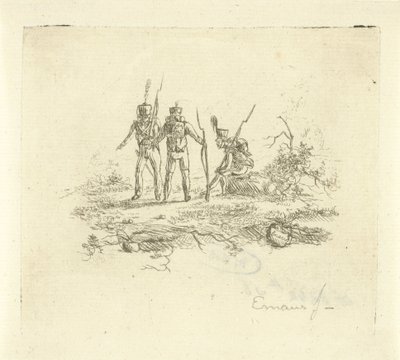tres soldados de infantería de Gerardus Emaus de Micault