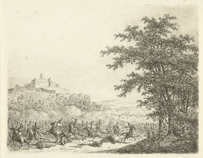 Lucha ecuestre en la fortaleza Königstein Reunión en Königstein de Gerardus Emaus de Micault