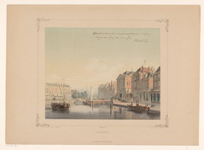 Vista del Aalmarkt en Leiden Aalmarkt (título sobre el objeto) de Gerardus Johannes Bos
