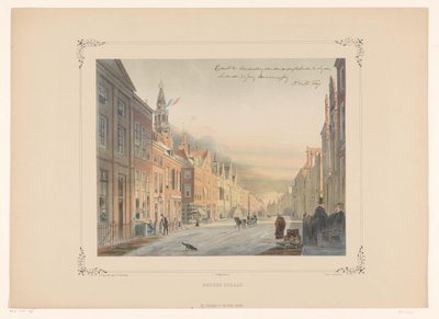 Vista de Breestraat en Leiden Breedestraat (título sobre el objeto) de Gerardus Johannes Bos